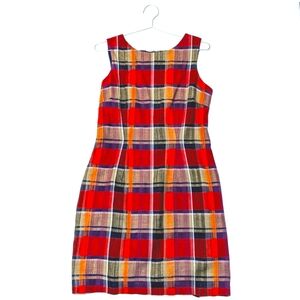 Vintage | Plaid | Sleeveless Dress | Above Knee  Multicolor | High neck | Retro